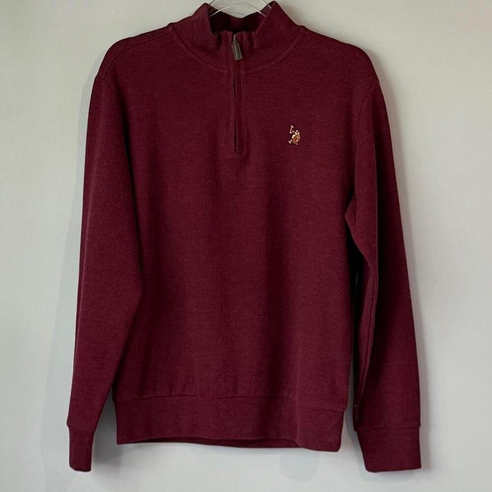 U.S. Polo Assn. burgundy quarter zip sweater